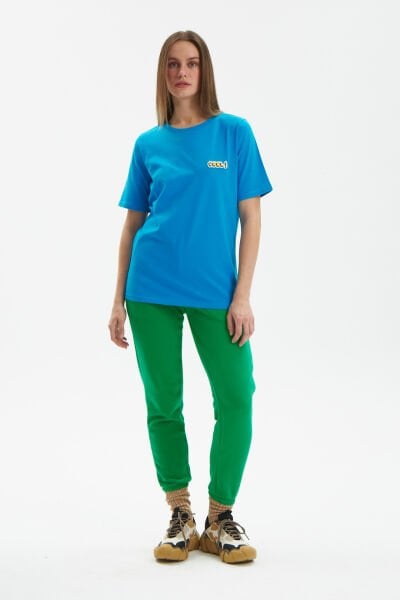 Nakışlı T-shirt-Mavi