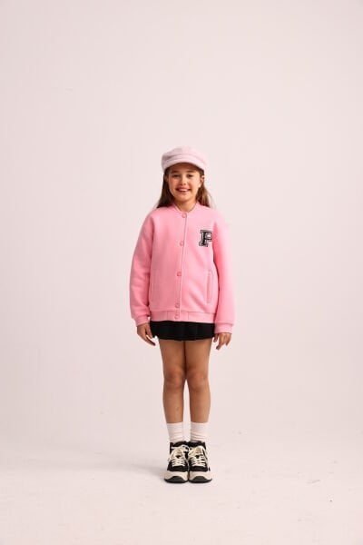 Çocuk Şardonlu Bomber Ceket-Şeker Pembe
