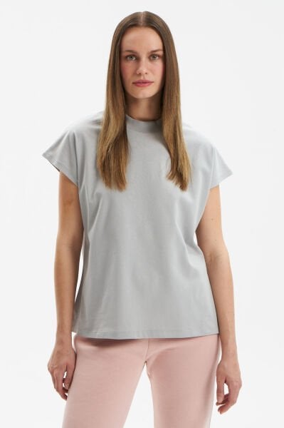 Dik Yaka T-shirt-Gri