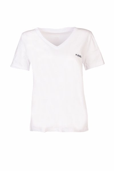V Yaka T-shirt-Beyaz