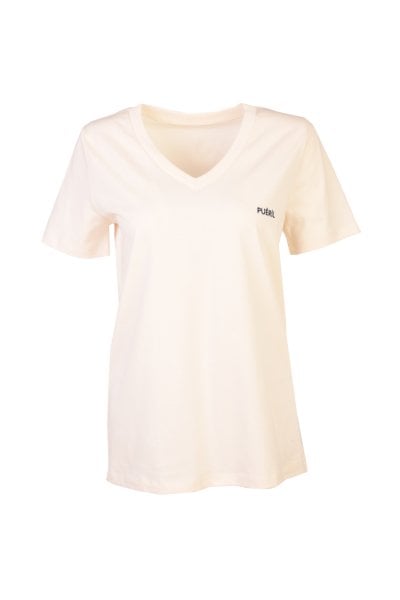 V Yaka T-shirt-Ekru