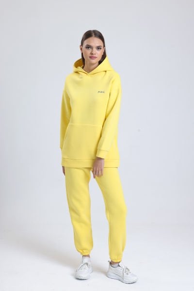 Hoodie Eşofman Takımı (Şardonlu)-Açık Sarı