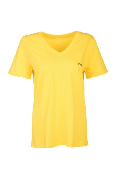 V Yaka T-shirt-Sarı