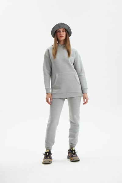 Hoodie Eşofman Takımı (Şardonlu)-Gri