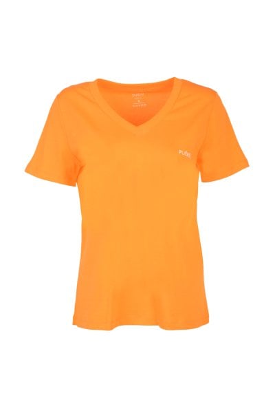 V Yaka T-shirt-Turuncu