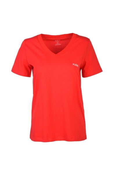 V Yaka T-shirt-Kırmızı
