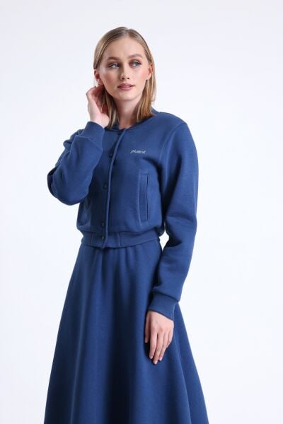 Şardonlu Bomber Ceket-Denim
