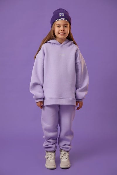 Çocuk Oversize Eşofman Takımı (Şardonlu)-Lila