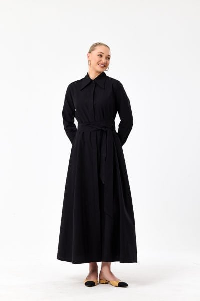 Poplin Elbise- Siyah