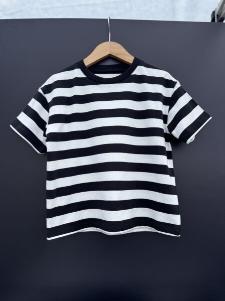 Çocuk Çizgili T-shirt-Siyah Beyaz