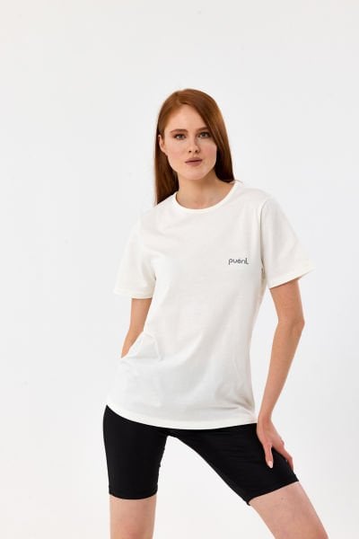 Kısa Kollu Kadın T-shirt-Ekru