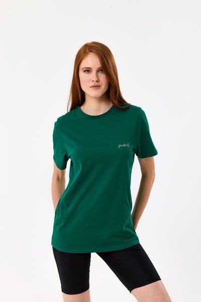 Kısa Kollu Kadın T-shirt-Koyu Yeşil
