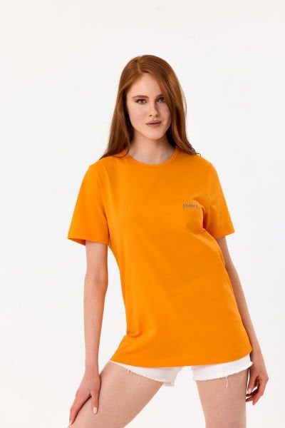 Kısa Kollu Kadın T-shirt-Turuncu