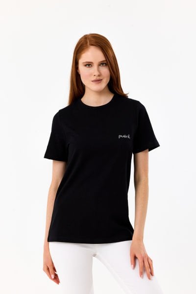 Kısa Kollu Kadın T-shirt-Siyah