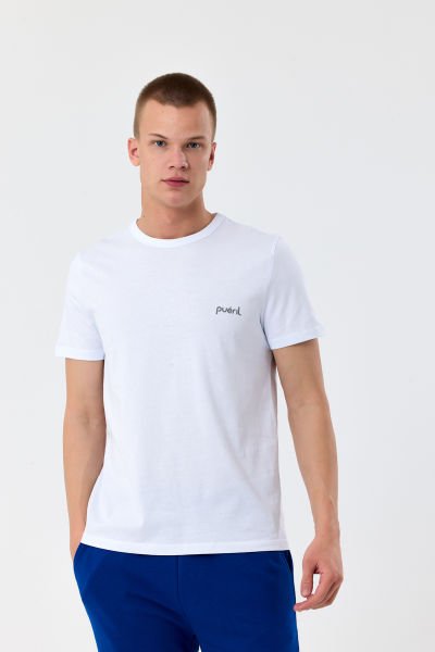 Kısa Kollu Erkek T-shirt-Beyaz