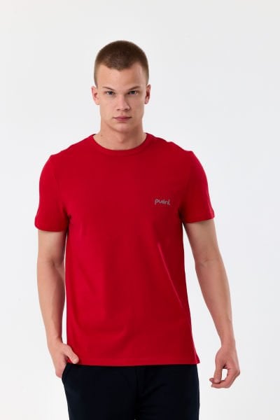 Kısa Kollu Erkek T-shirt-Kırmızı