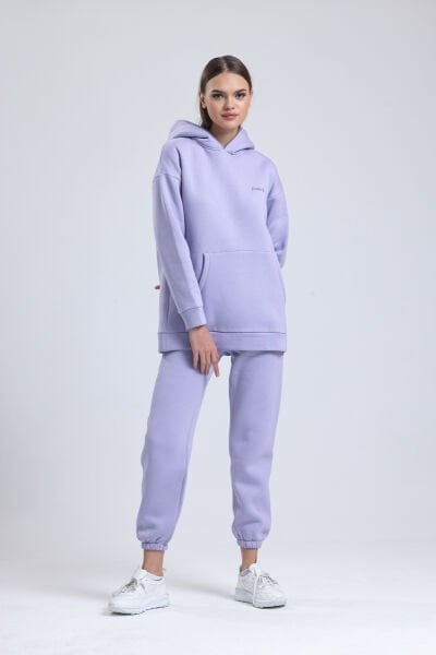 Hoodie Eşofman Takımı (Şardonlu)-Lila