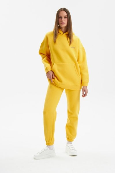 Hoodie Eşofman Takımı (Şardonlu)-Sarı