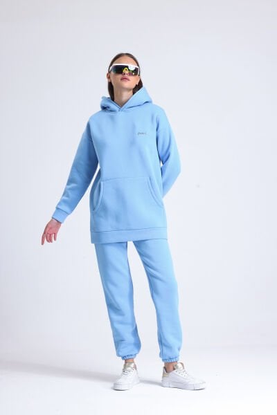 Hoodie Eşofman Takımı (Şardonlu)-Gökyüzü Mavisi