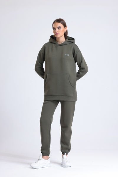 Hoodie Eşofman Takımı (Şardonlu)-Haki
