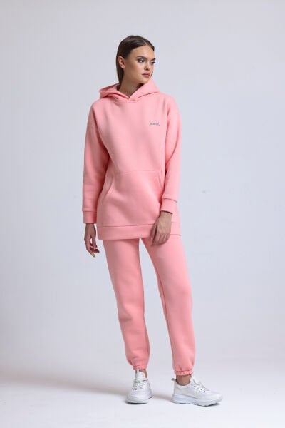 Hoodie Eşofman Takımı (Şardonlu)-Şeftali